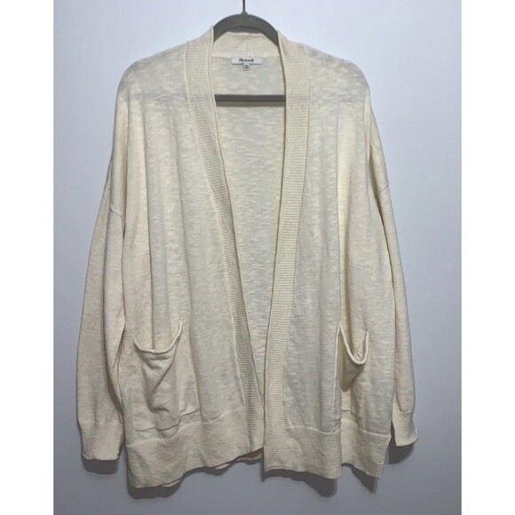 Madewell Sweater Womens 2XL Open Front Cardigan Cream Cotton Blend - Picture 1 of 7
